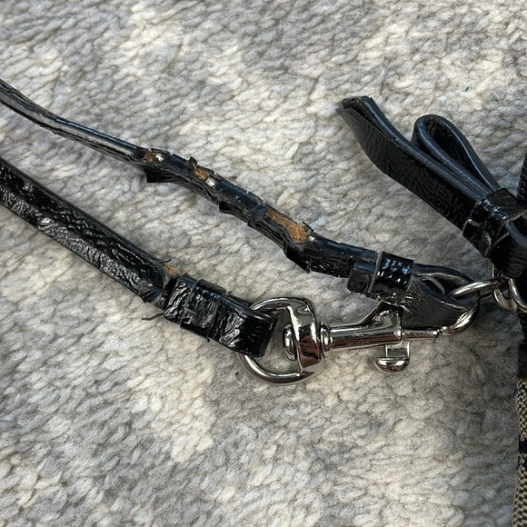 Coach Signature Stripe Double Zip Wristlet Pouch Wallet Black Gray - Picture 7 of 16